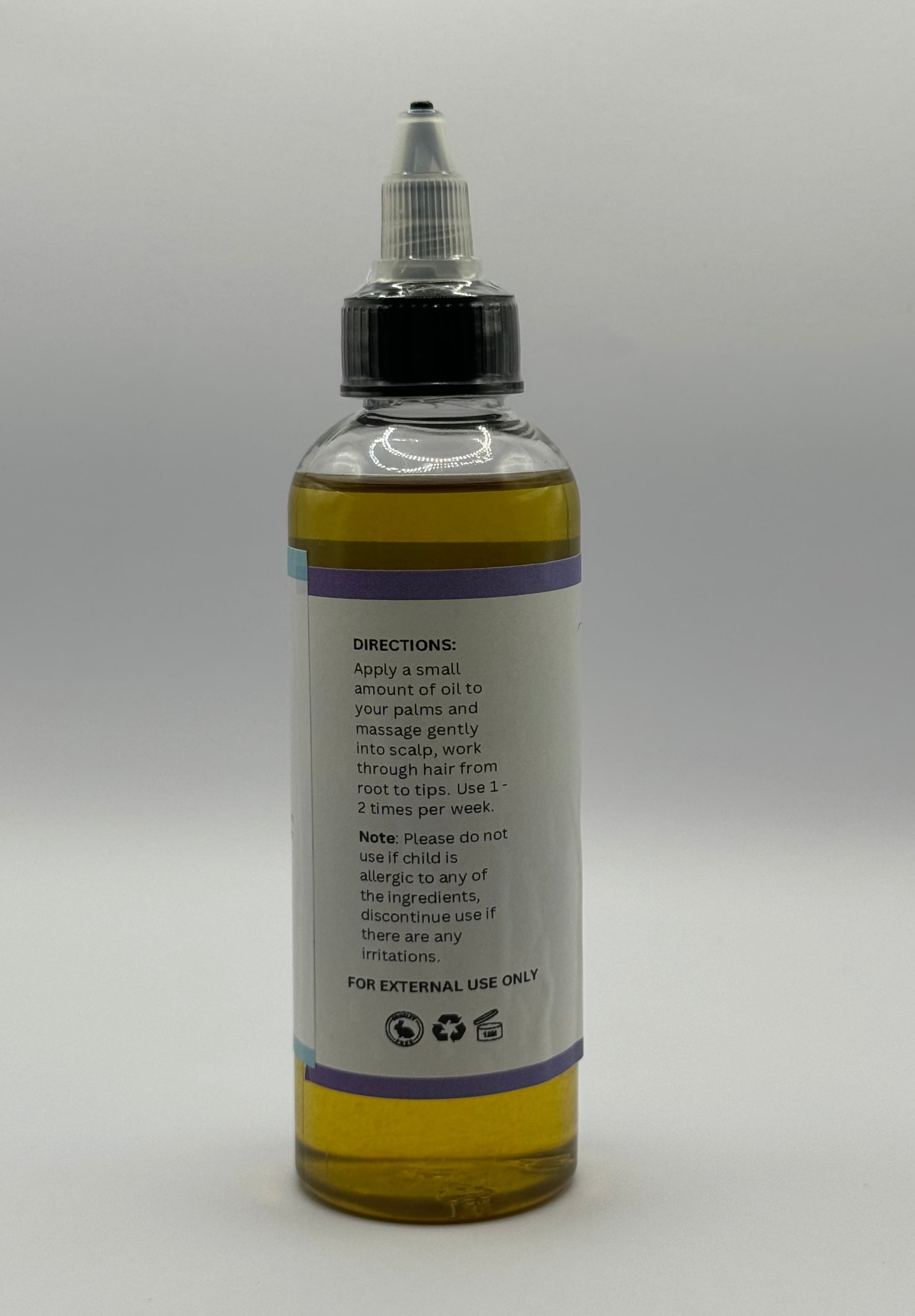 Baby hair growth oil label directions